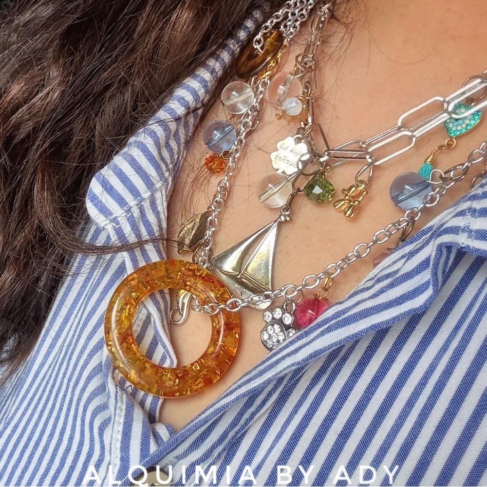 Triplet layered eclectic charms  necklace